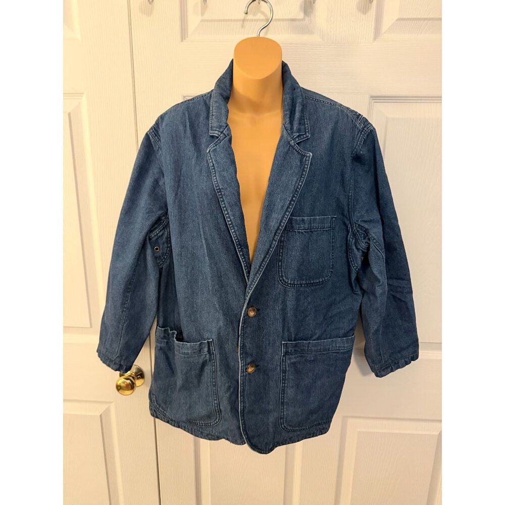 Duluth Trading Co Mens Denim Blazer Jacket Sport Coat L